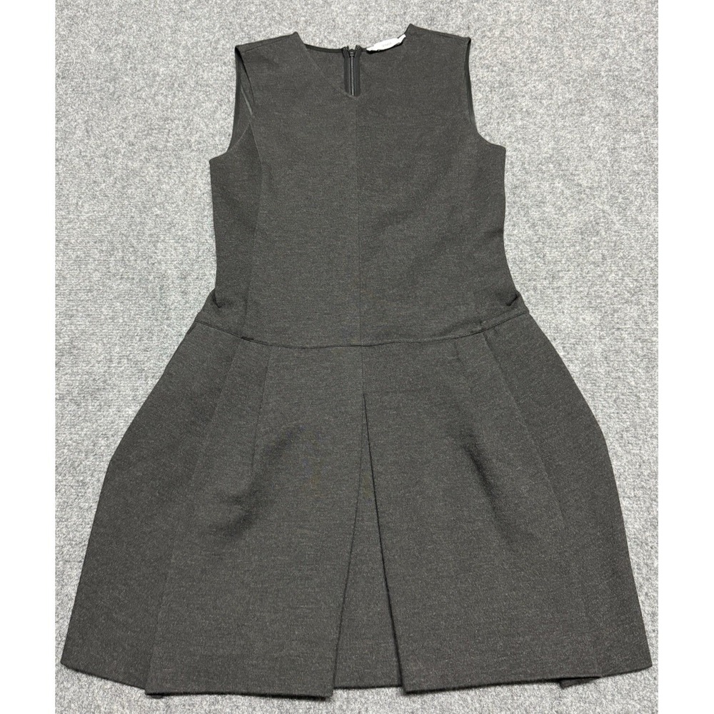 Vince Dress Womens 4 Gray Sleeveless V-Neck Ponte Pleated Cocktail